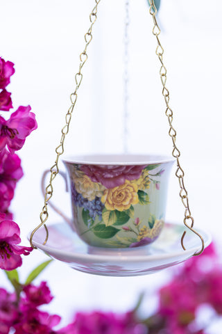 Pretty Teacup Bird Feeder - Choose Your Favorite Color