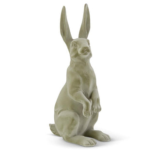 17.25" Green Velvet Resin Sitting Bunny