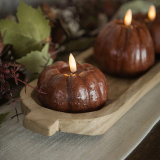 3" 3D Flame Pumpkin Candle - Bronze