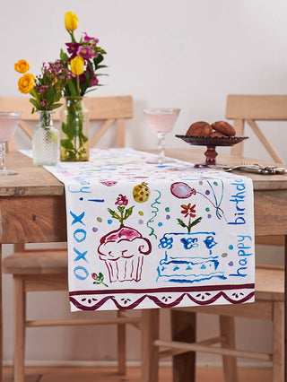 April Cornell Happy Birthday Watercolor Runner