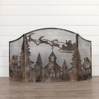 Santa Sleigh Ride Fireplace Screen