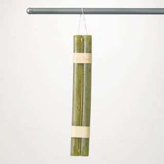 Set OF 2 Hanging Timber Candle - Moss Green
