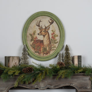 Oval Framed Holiday Stag Print