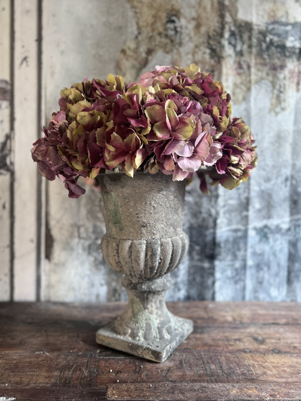 Aged Ceramic French Estate Urn Large Cotton & Crete