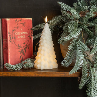 3D Flame Cream Fir Tree Candle - Choose Size