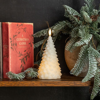 3D Flame Cream Fir Tree Candle - Choose Size