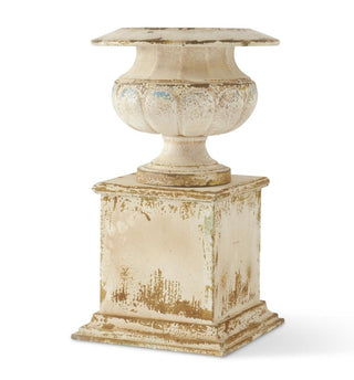 24" Rustic Metal Urn with Base