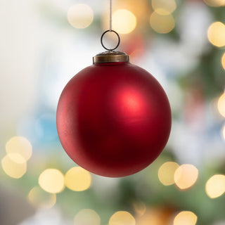 3.75" Antiqued Matte Red Glass Ball Ornament
