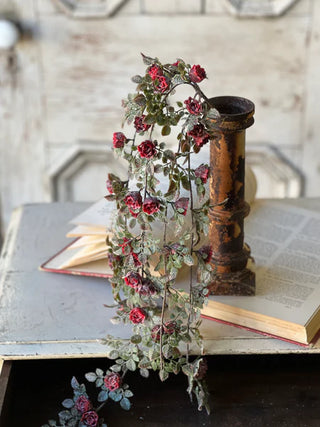 26" Frosted Tiny Tea Rose Hanging Stem