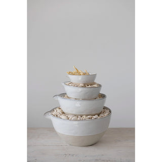 Set of 4 Large Stoneware Batter Bowls