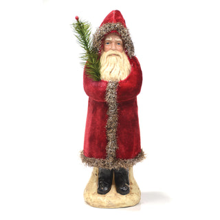 12" Mache Deep Red Velvet Belsnickle Santa