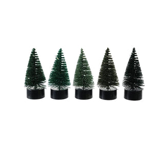 Set of 5 LED Light Up Bottle Brush Trees