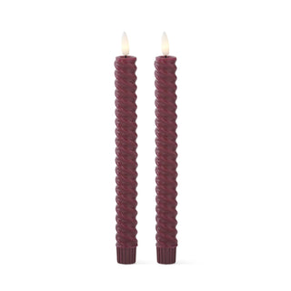 Set of 2 9.75" Burgundy Spiral LED Taper Candles With Timer