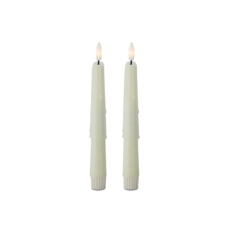 Set of 2 White LED Drip Taper Candles with Timer