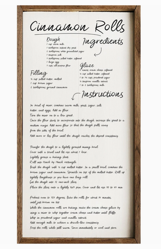 Cinnamon Roll Recipe Wall Decor