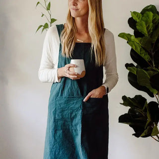 Organic Material Cross Back Apron - Choose Color