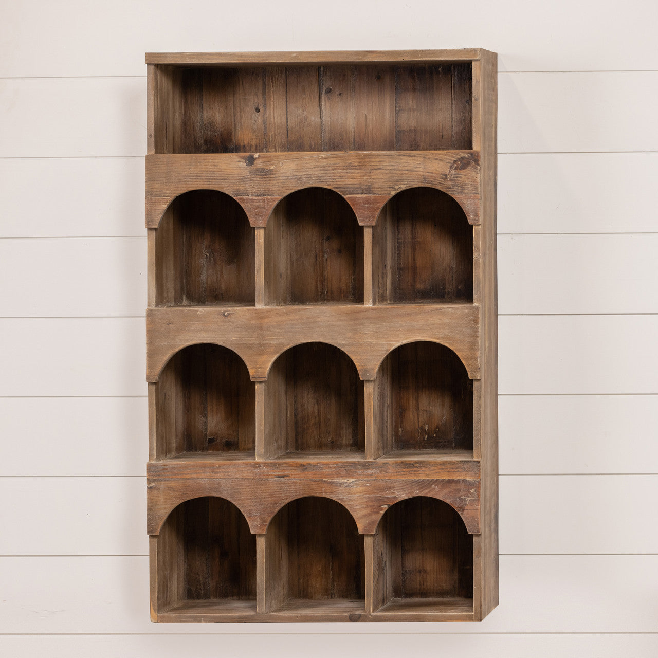 45" Wood Cubby Wall Shelf