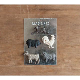 Set of 5 Pewter Animal Magnets