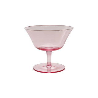 8 oz. Pink Stemmed Coupe Glass with White Rim