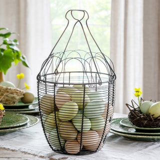 Artisan Handmade Folding Iron Egg Basket