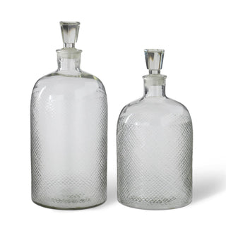 Diamond Etched Glass Bottle with Prism Cut Stopper - Choose Size