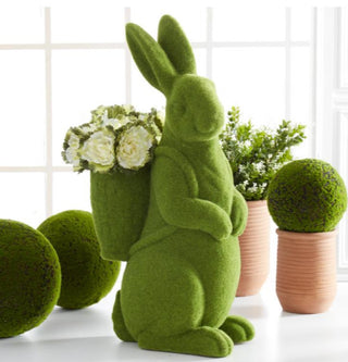 30" Green Flocked Mossy Rabbit with Backpack Basket