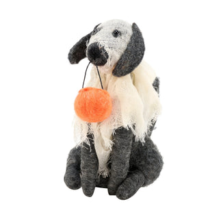 Felt Ghost Dog with Pumpkin Bucket