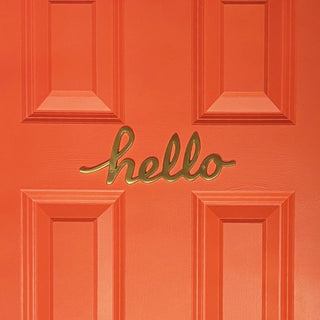 Hello Door Greeting - Choose Brass, Nickel, Bronze, Black