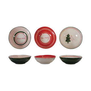 Hand-Painted Stoneware Bowl with Holiday Design - Choose Style
