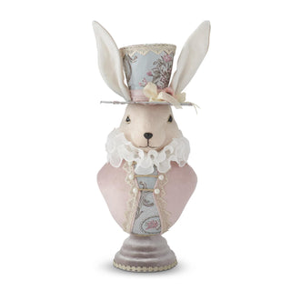 23" Blue Floral Pattern Easter Bunny Bust - Large