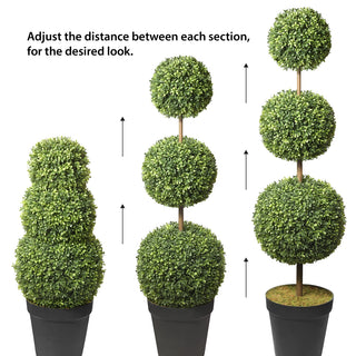 Adjustable Triple Artificial Boxwood Topiary