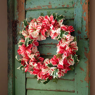 23" Peppermint Amaryllis Wreath