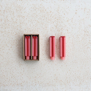 Set of 2  Gift Box Shaped Taper Candles - Pink and Red