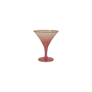 Pink Cocktail Glass With Gold Rim