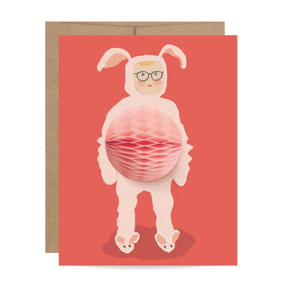 Pop Up Bunny Suit Holiday Card - Blank Inside
