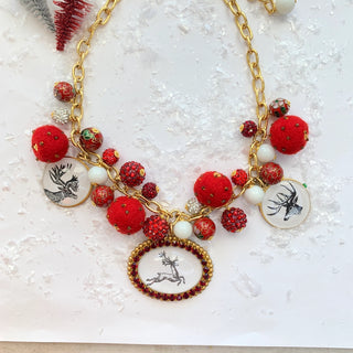 Lenora Dame Holiday Reindeer Statement Necklace