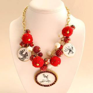 Lenora Dame Holiday Reindeer Statement Necklace