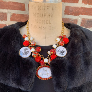 Lenora Dame Holiday Reindeer Statement Necklace