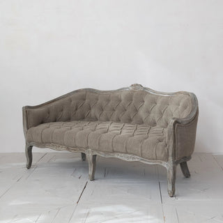 Bouclé Fabric Upholstered Pintucked Sofa