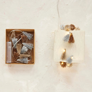 48" Gold Champagne and Silver Bottle Brush Trees LED String Lights