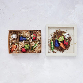 Boxed Set of 6 Glass Vegetable Ornaments