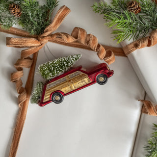 Glass Red Woody Car Ornament