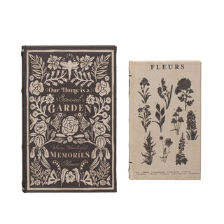 Linen Covered Book Storage Boxes Flowers