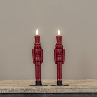 Set of 2 - 9.75" 3D Flame Red Nutcracker Taper Candles