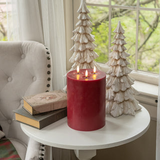 9" Red 3 Wick 3D Flame Candle