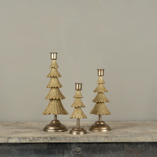 Gold Tree Taper Candle Holder - Choose Size