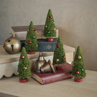 Set of 5 - 6" Green Bottlebrush Trees w/ Jingle Bells