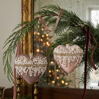 Beaded Glass Heart Ornament - Choose Color