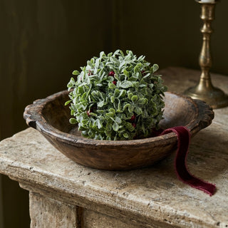 5" Glittered Mistletoe Orb with Red Berries