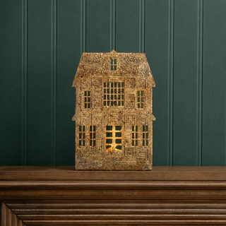 Antiqued House Silhouette Tea Light Holder - Choose Style